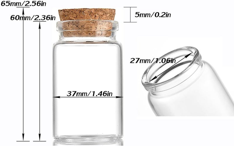 EWEIGEER 8 pcs 45ml Small Glass Bottles with Cork Stopper,Spice Vials Jars,Cute Storage Jar,Wishing Bottle 37x60mm(1.46x2.36inch) - Image 4